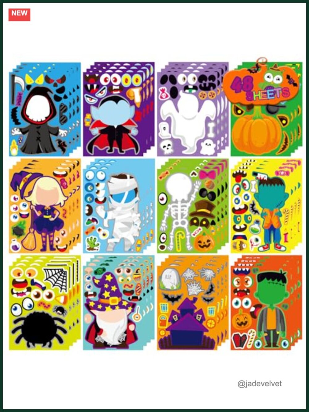48 PCS Halloween Make-a-Face Stickers for Kids Craft